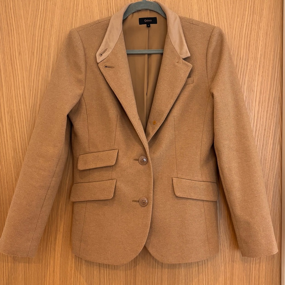 Quince Italian Wool Stand Collar Blazer in Warm Camel, Sz Sm - Picture 4 of 6